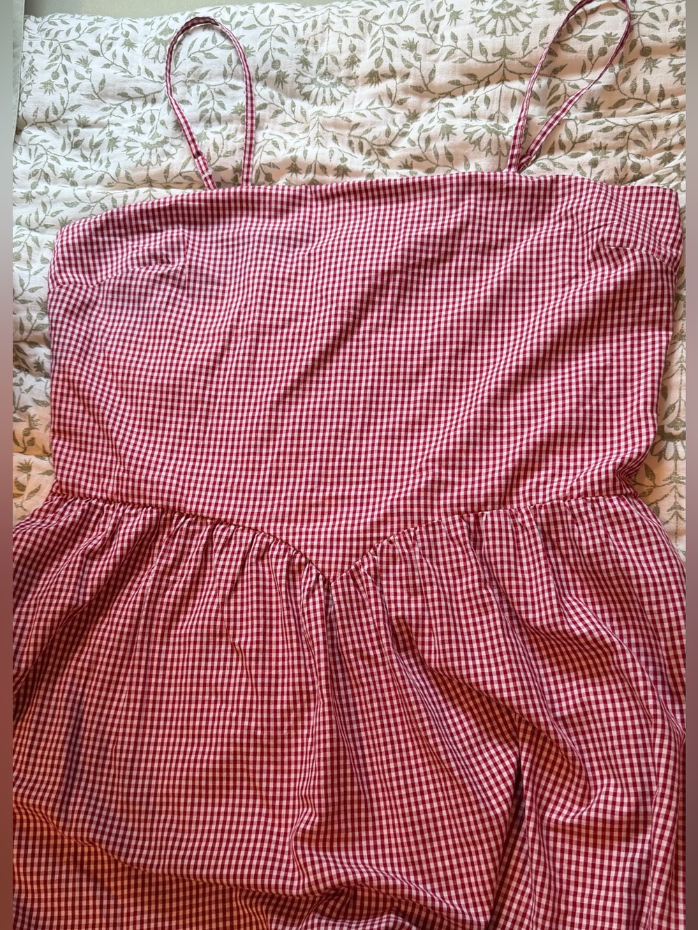 Japna Red and White Gingham Midi Sundress with Basque Waist - 100% Cotton XL - Picture 2 of 4
